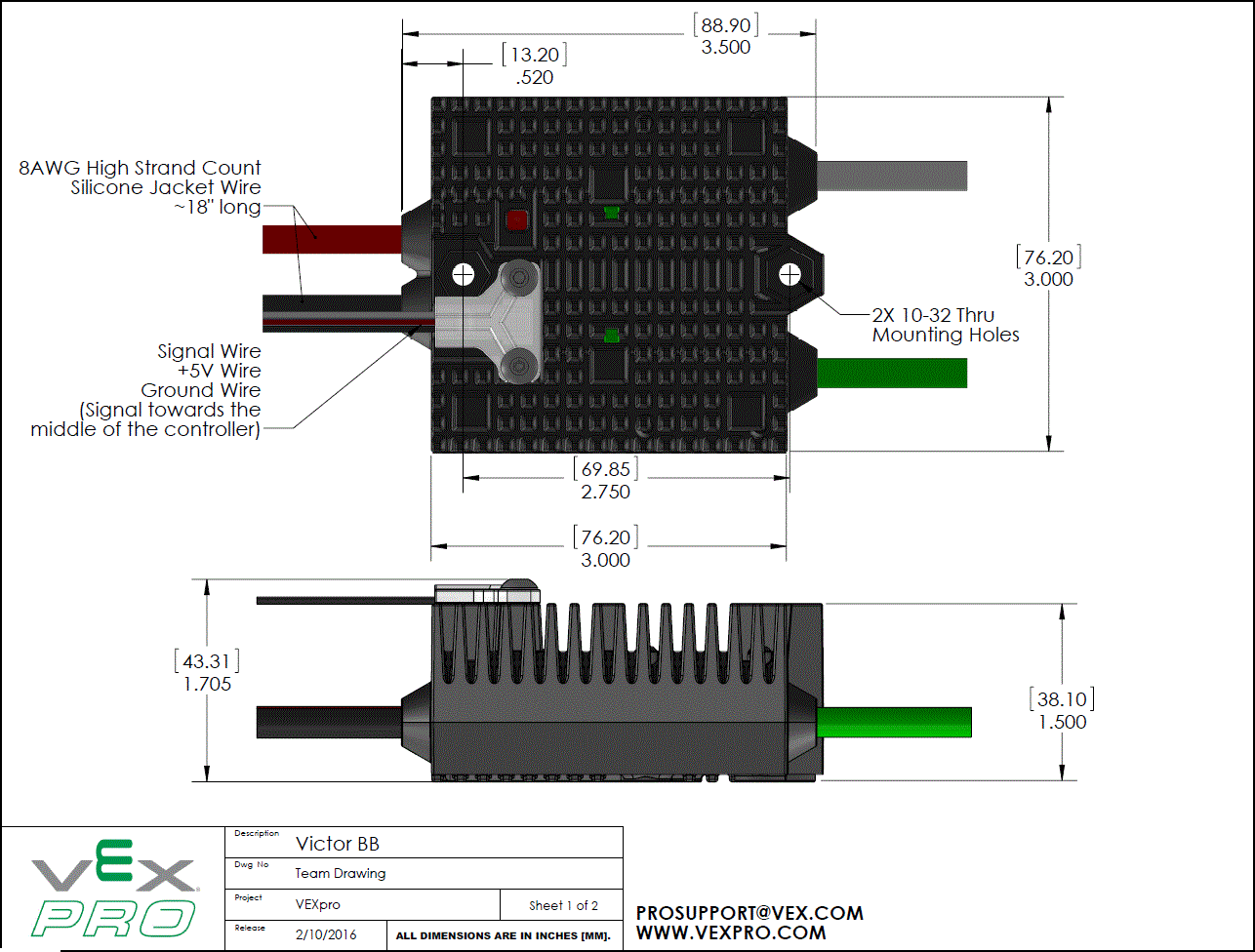 VEX Victor BB mechanical drawing